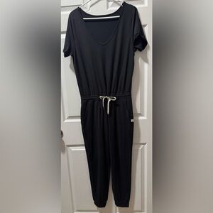 Vuori Black Jumpsuit with Contrast Drawstring